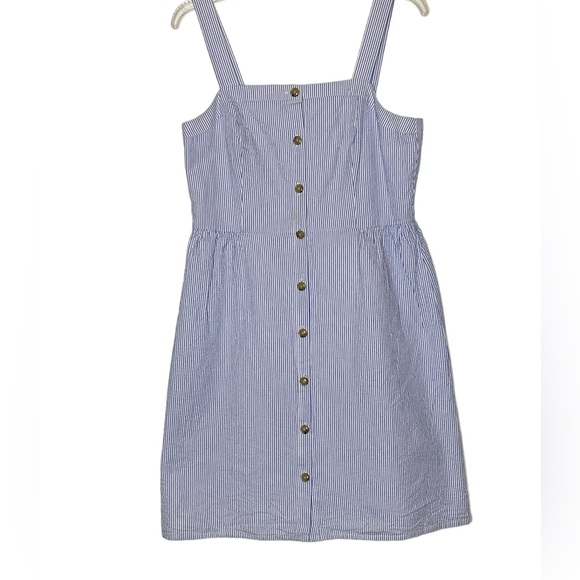 J Crew Women's Seer Sucker Button Front Mini Dress Sz 10 - Picture 1 of 5